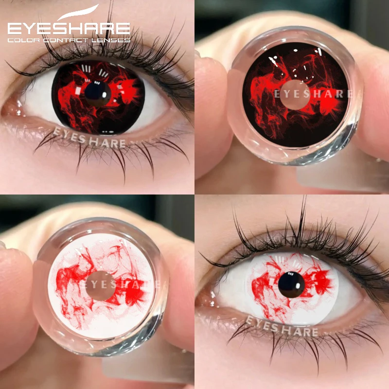 EYESHARE Halloween Cosplay farbige Kontaktlinsen für Augen 1 Paar bunte Anime rote Kontaktlinsen schwarze Augenlinse weiße Linsen