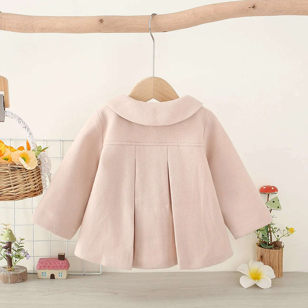 New Autumn Baby Long Sleeved Woolen Jacket Newborn Lapel Fashionable Jacket For Warmth And Windproof Going Out