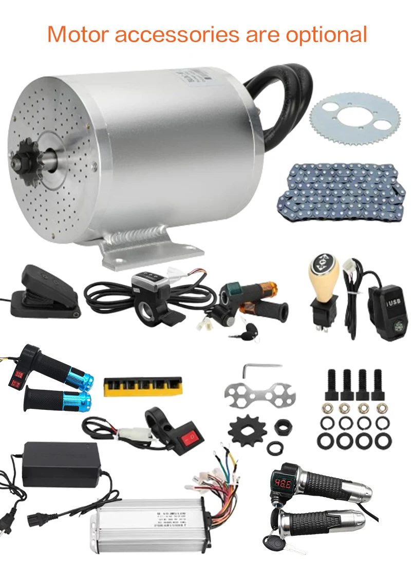 MY1020 500W 800W 1000W 1200W 1500W 1600W 2000W 3000W Bürstenloser Gleichstrommotor 36V 48V 60V 72V für Roller, Go-Karts, ATV, Motorräder und Fahrräder