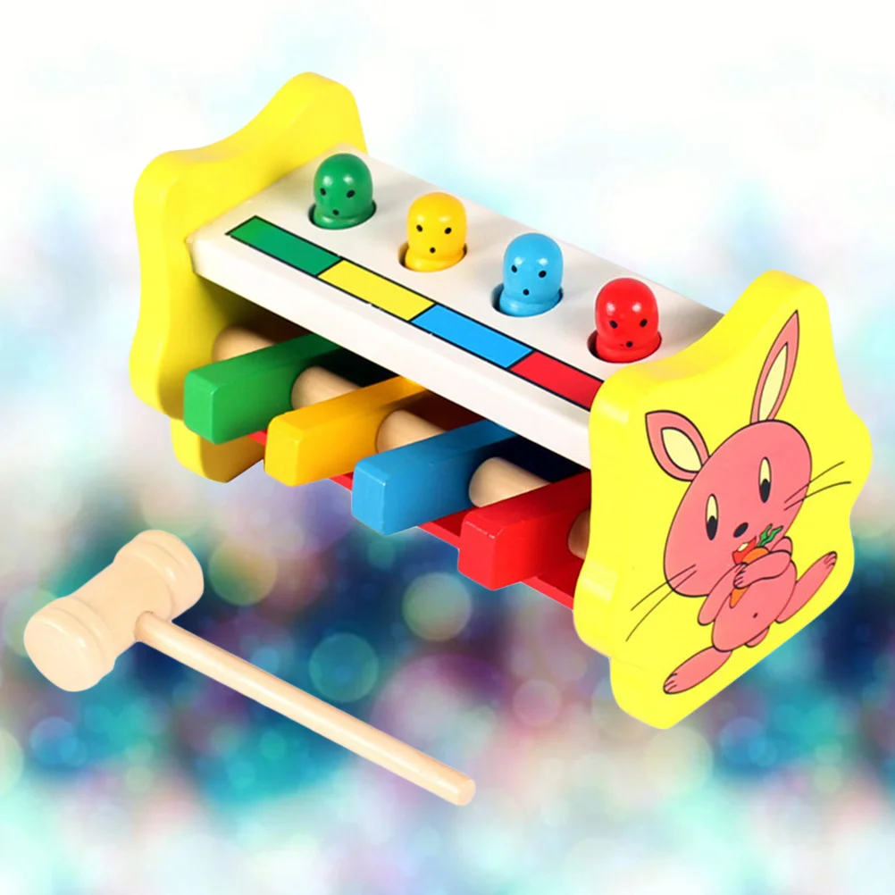 فاز المطرقة الخشبية للطفل الرضيع طفل الكرتون يطرق لعبة التنسيق بين اليد والعين الخشب #2