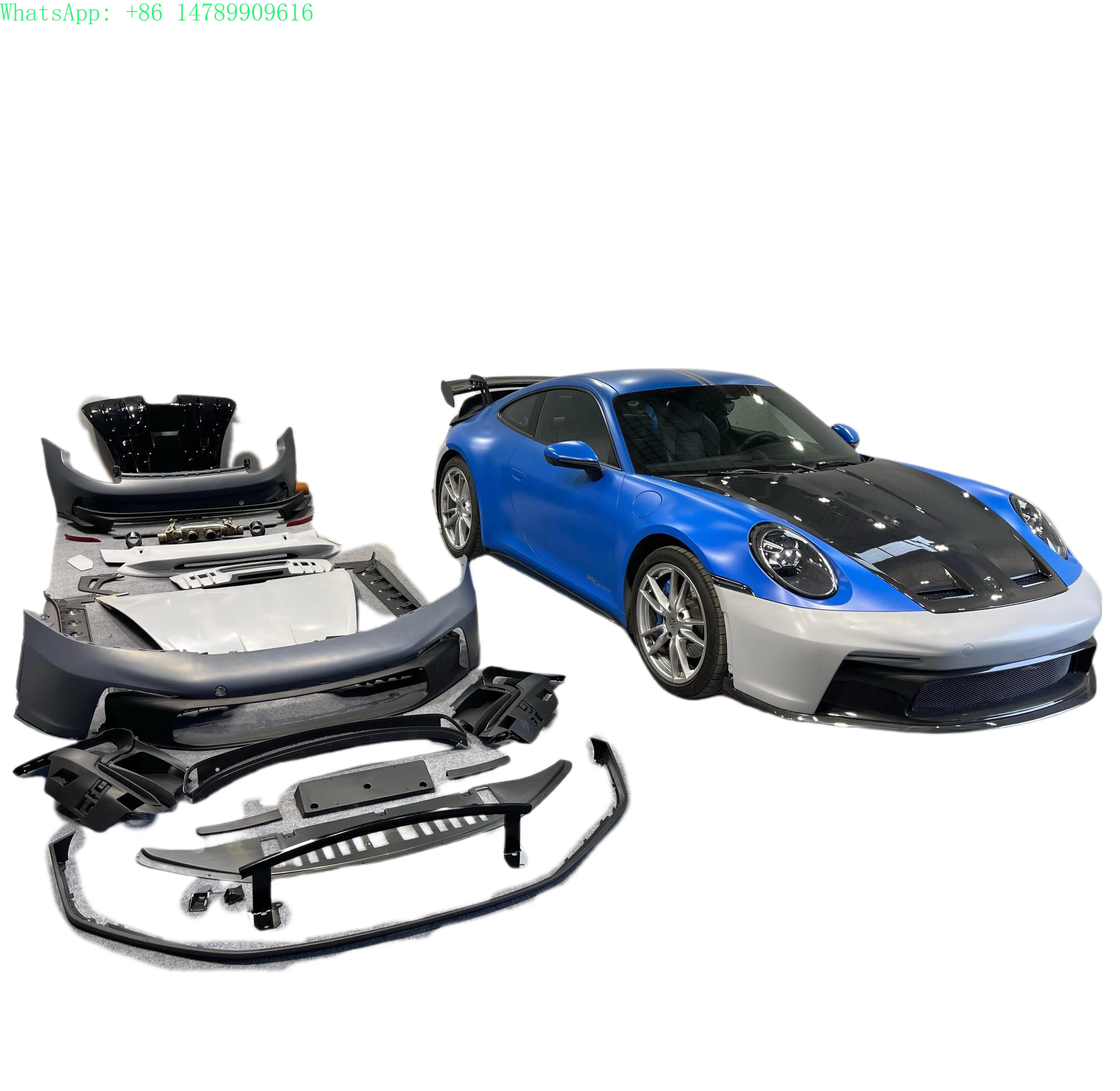 New 992 GT3 Style Body Kit for 911 2019+ Upgrade Includes Front Lip Fender Bumpers Side Skirt Spoiler Hood Easy