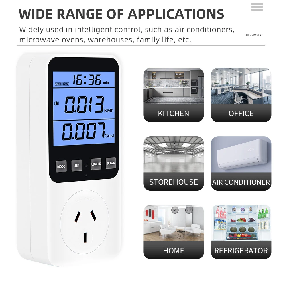 Imagem -04 - Digital Power Wattmeter Consumo de Eletricidade Tester Kwh Energia Medidor Potência Tensão Corrente Corrente ue Eua fr Plug ac 220v