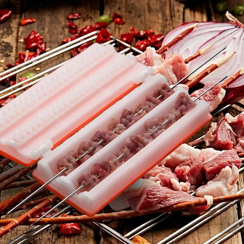 꼬치 케밥 메이커 바베큐 스트링거 박스 기계, 쇠고기 돼지 고기 야채 스트링 그릴 주방 액세서리, 야외 바베큐 가제트