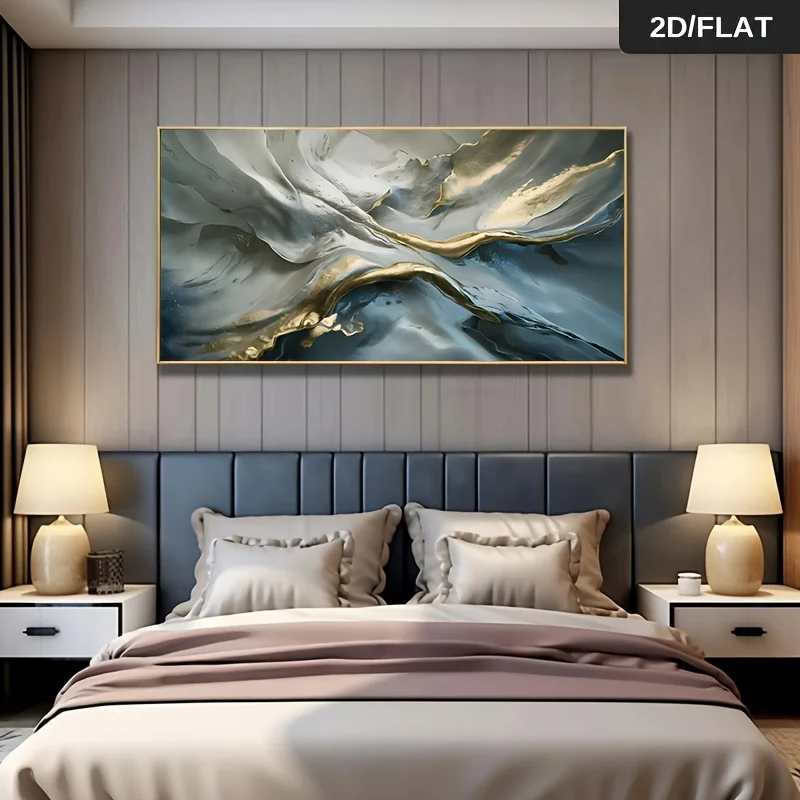 

2D Flat 1pc Frameless Modern Abstract Grey Golden Fluorescent Nordic Minimalist Texture Print Wall Art Canvas Painting Decorate