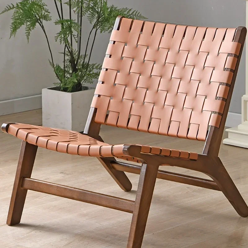 

Backrest Rattan Weaving Casual Solid Wood Book Chair Balcony Lounge Mid Century Lounge Chair Muebles Para Hogar Home Furniture