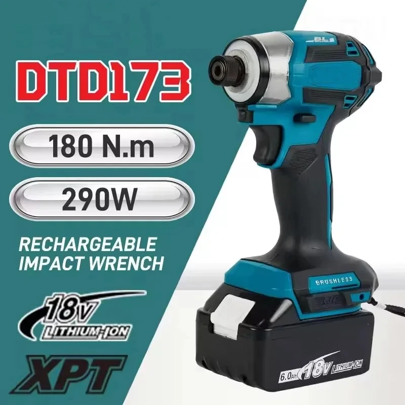 

DTD173 1800rpm Cordless Impact Driver 180Nm Brushless Motor Electric Drill Wood/Bolt/T-Mode Fit Makita 18V