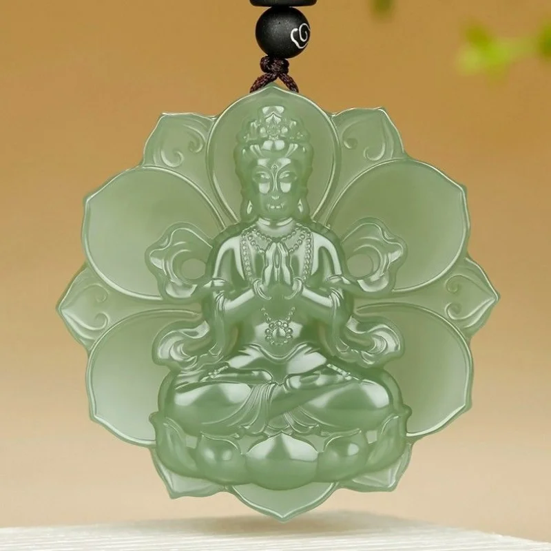

Hetian , Green Men, Jade Guanyin Gemstone Pendant