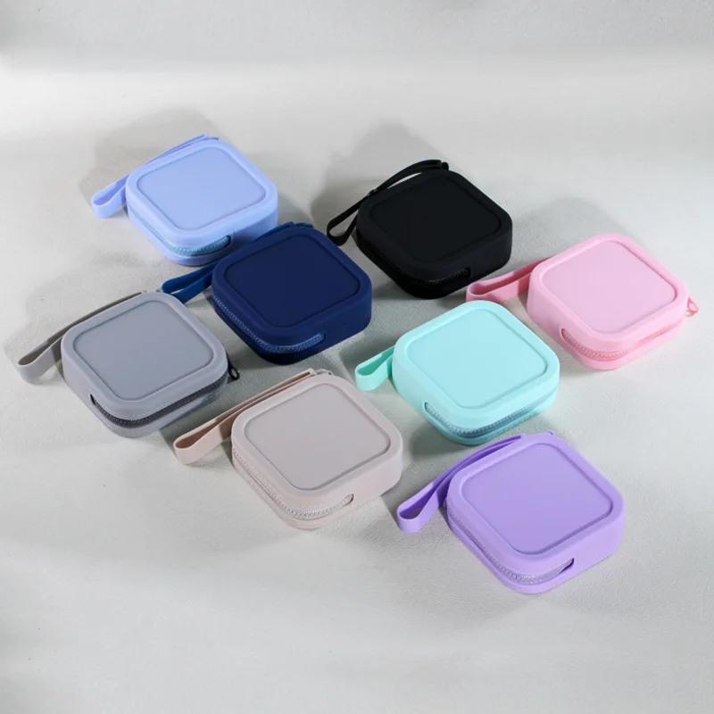 Silicone Square Coin Purse Earphone Storage Bag Women Portable Lipstick Cosmetic Storage Bag Student Simple Small Item Bag