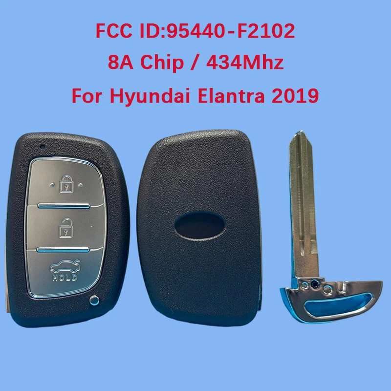 

CN020151 послепродажного обслуживания, 3-кнопочный смарт-ключ, пульт дистанционного управления, чип 8А, 433 МГц, FCC ID 95440-F2102, без ключа для Hyundai Elantra 2019