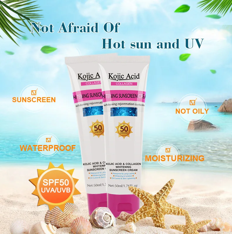 SPF50+ Sunscreen Korean Rice Probiotic Solar Blocker Skin Whitening Cream Anti UV Sun Block Facial Mild Moisturizer Serum 50ml