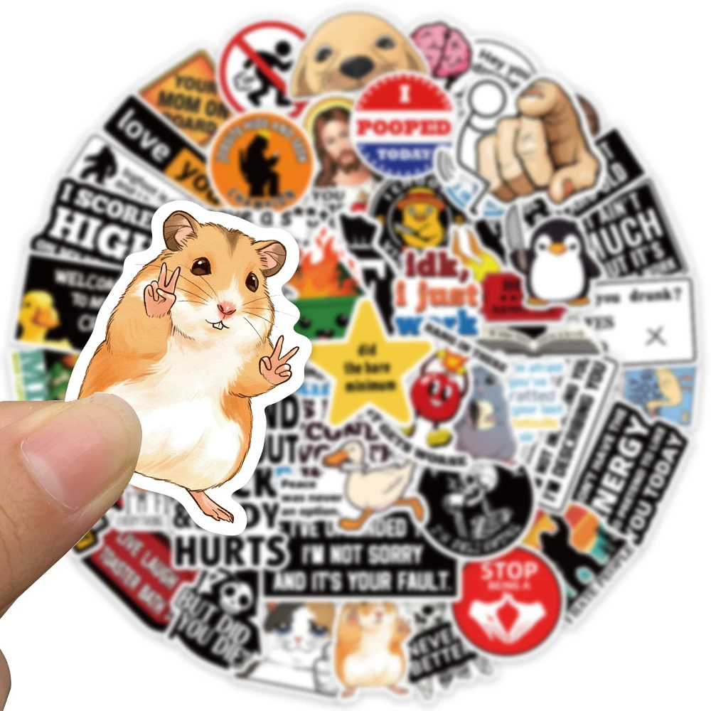 50pcs Prank Meme Sticker For Motorcycle Helmet Bicycle Laptop Luggage Phone Fridge Envelope Label Magazine DIY Decals Sticker