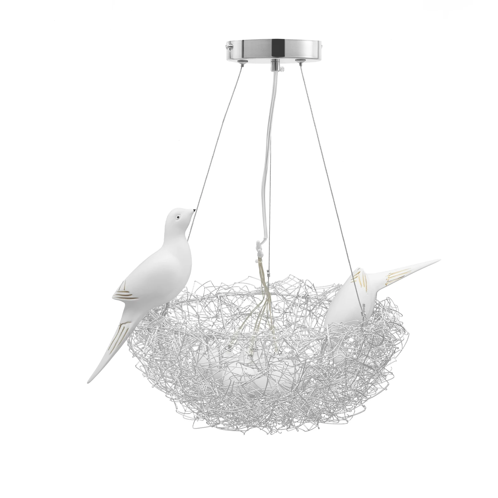 

Pendant Light For Living Room Study Room Bedroom Decor Metal+Glass Bird's Nest Art Pendant Lamp Chandelier LED Ceiling Light