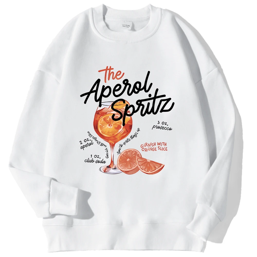 Winter Womans Sweatshirt The Aperol Spritz Retro Cocktail Printing Pullover Loose Crewneck Warm Fleece Hoodie Kawaii Sportswear