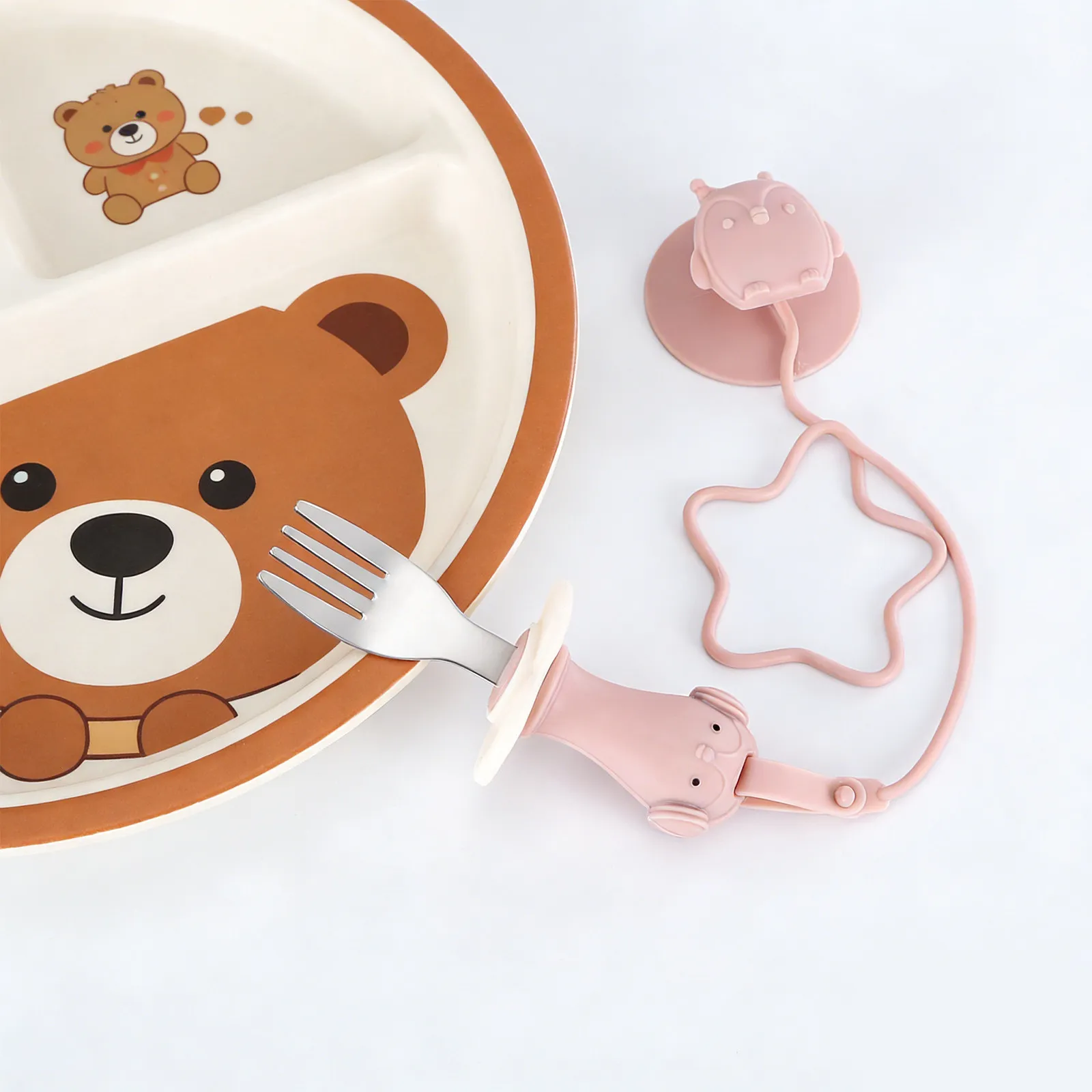 

4Pcs Toddler Utensil Strap Silicone Baby Spoon Fork Holder High Chair Feeding No Drop No Throwing Baby LED Weaning Supplies
