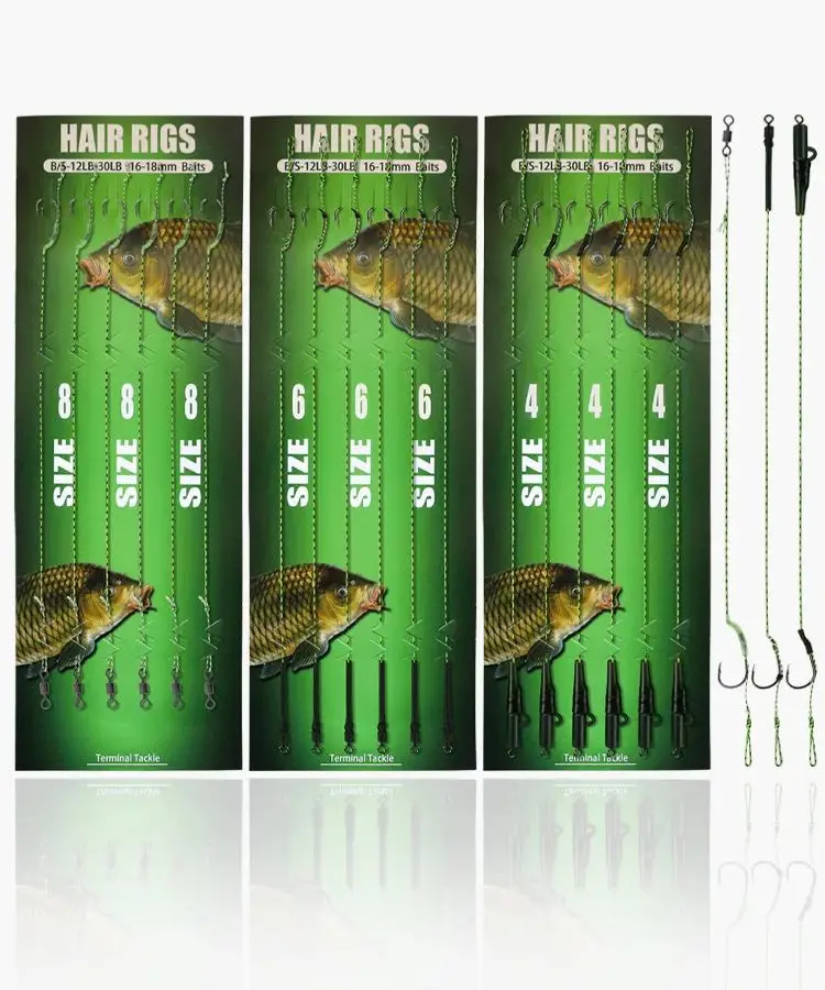 

Hirisi 6pcs Carp Fishing Ready Made Hook Link Tied Rigs Terminal Tackle TS113