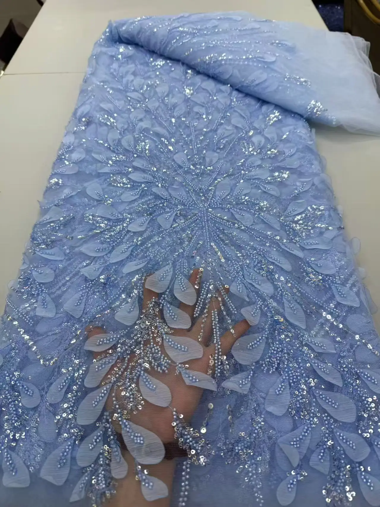 

African Lace Fabric 5 Yards Embroiderd Nigerian Lace Fabric 2025 High Quality Laces Groom Tulle French Lace For Drees VJ6345