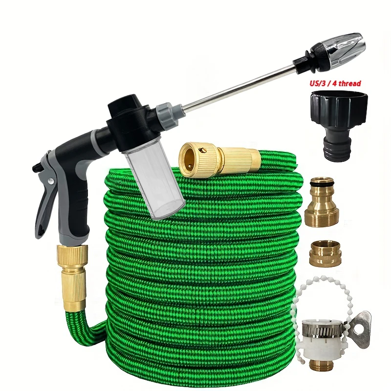 

Garden Irrigation Water Pipes, Telescopic Garden Hoses With Spray Guns, High Pressure Connectors, Car Cleaning Tools