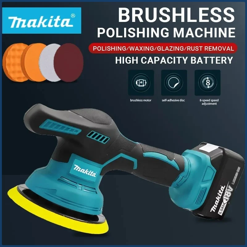 Makita Cordless 8 Gears Car Polisher Machine  Electric  Waxing Repairing Wireless Buffing Polisher 18V-20V Battery view 5