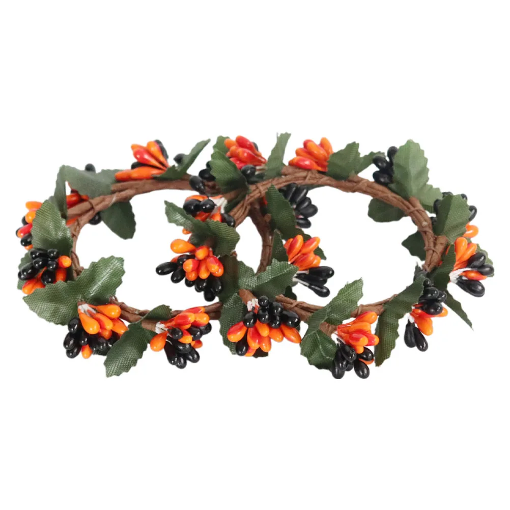 

2Pcs Spring Easter Wreath with Berry Accents for Home Decor Centerpiece Pillar Holder Decoration