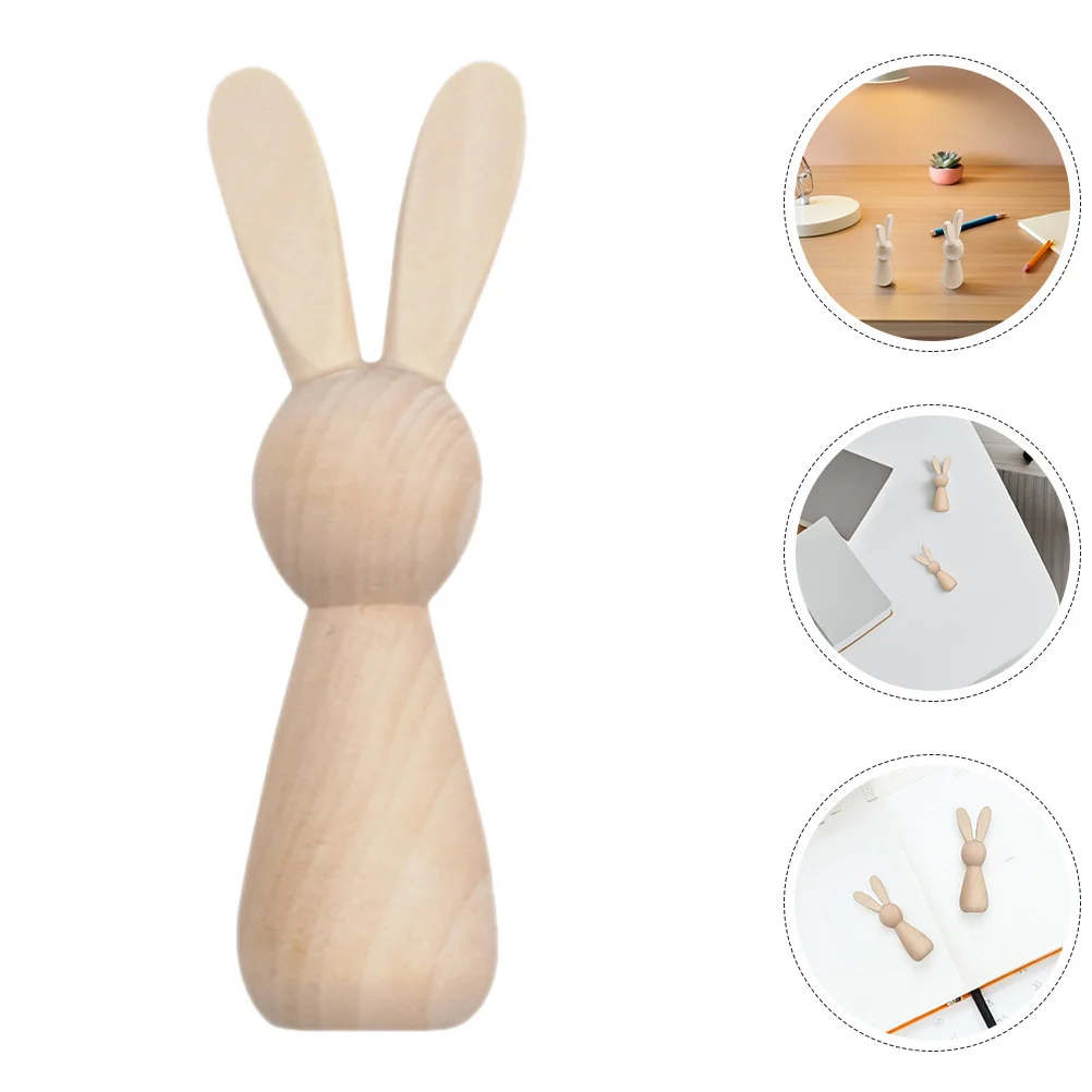 ชุดกระต่ายไม้ 6 ชิ้น สำหรับงาน DIY ตกแต่งบ้านในเทศกาลอีสเตอร์ รูปปั้นกระต่ายไม่ทาสี สำหรับตกแต่งสวน โต๊ะกลาง และของประดับตกแต่ง
