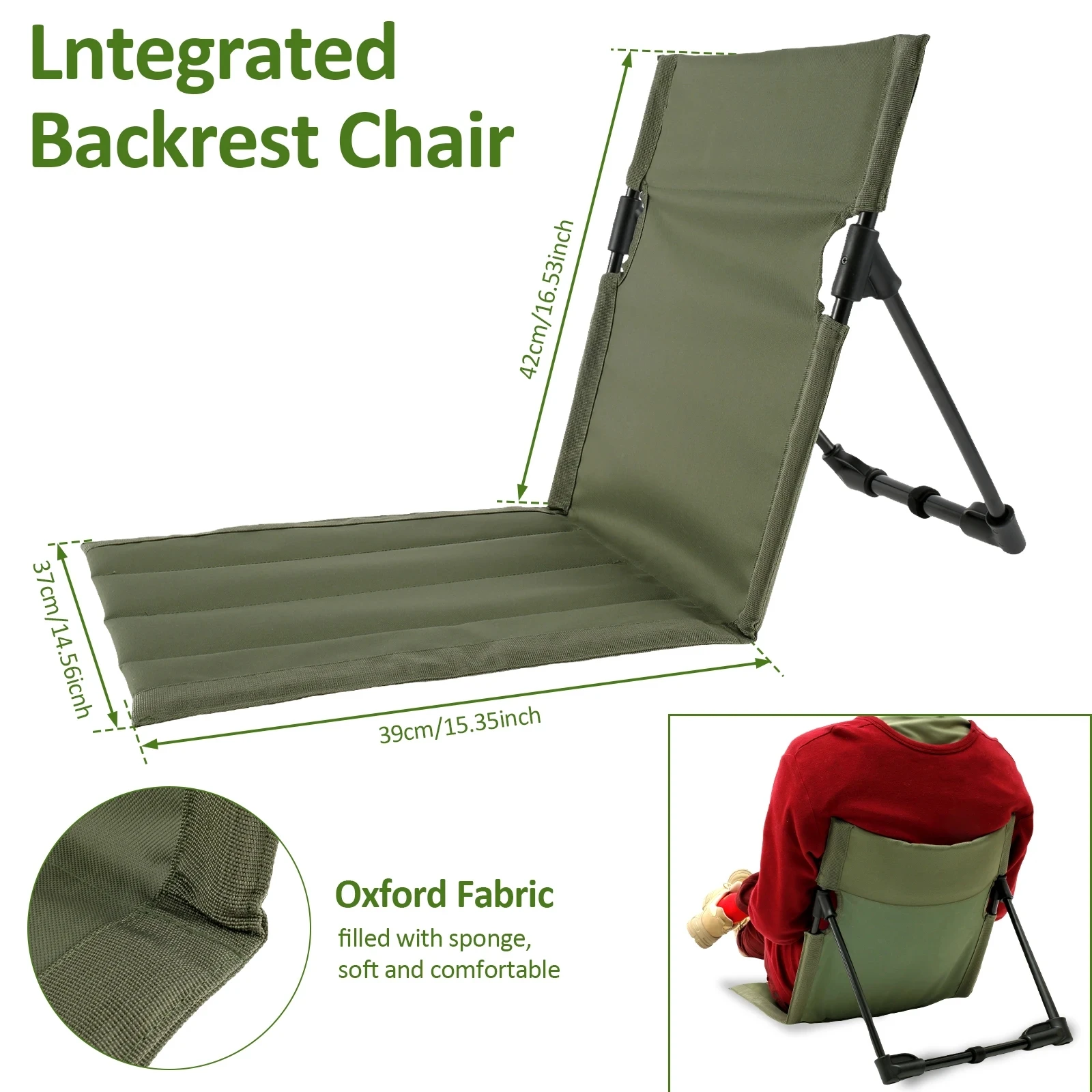 Outdoor Camping Folding Chair Portable Foldable Camping Chair Lazy Chair Backrest Cushion For Fishing Barbecues Beach Picnic