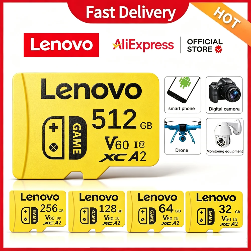 Lenovo High Speed SD Card UHS-II V60 for Gaming Drone 4K Action Camera - 512GB 256GB 128GB 64GB 32GB Memory Card Top Choice