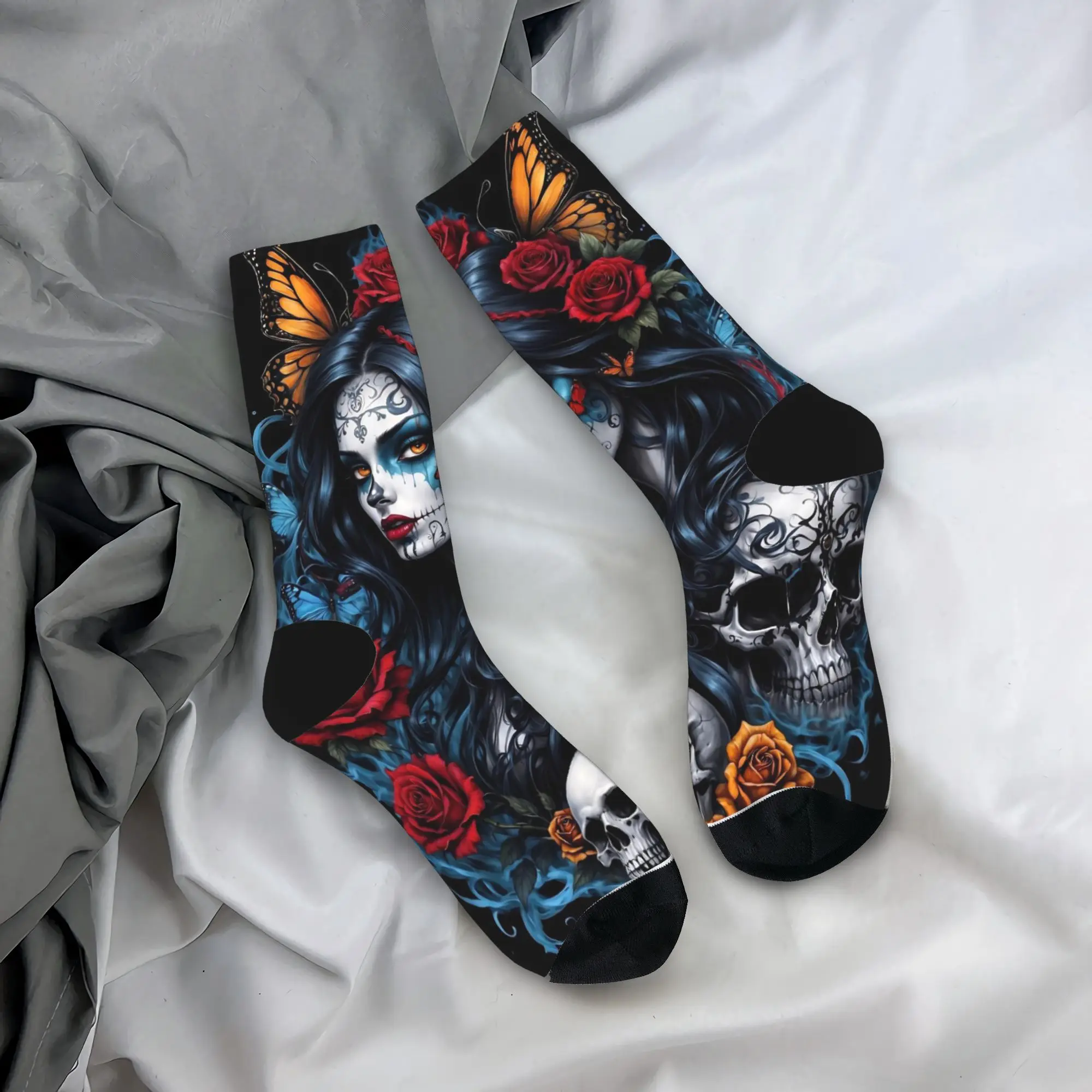 

Носки на тему Дня мертвых, чулки с принтом, противоскользящие мужские носки унисекс, мягкие осенние носки для отдыха и велоспорта