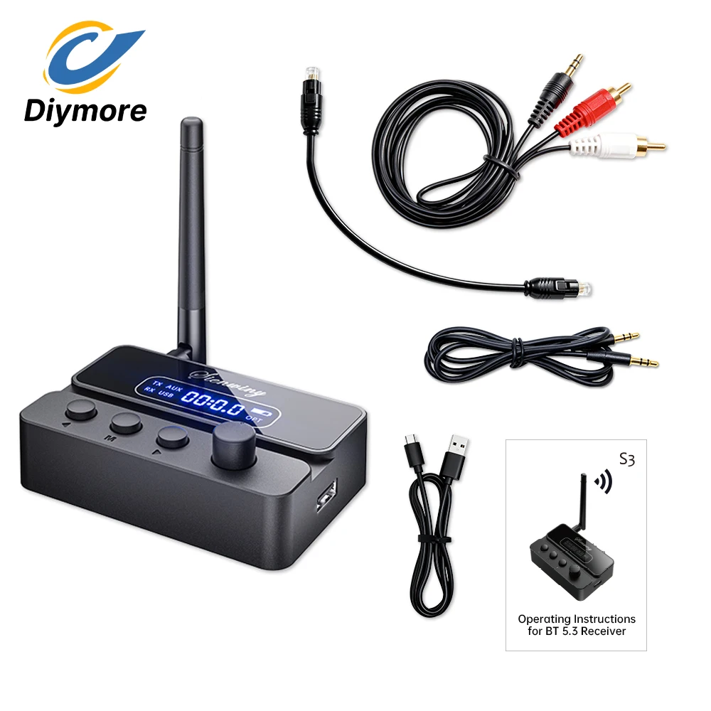5V Bluetooth 5.3 Audio Transmitter Receiver S3 2-in-1 HiFi Digital Audio Adapter Lossless Sound Quality for Home Audio Systems