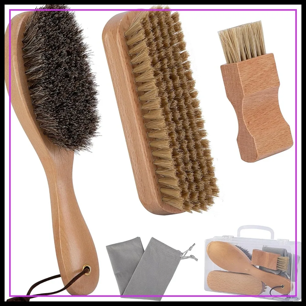 

3-Pack Beach Sand Remover Brush Kit, Soft Bristle Sand Wipe Off Brush, Wooden Scrub Brushes with Bag for Beach, Volleyball, Surfing, Water Sports