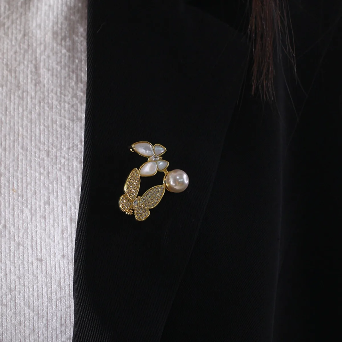 Brass Gold Plated Natural Shell Butterfly Brooch Setting, DIY Pearl Corsage Jewelry Making Supply