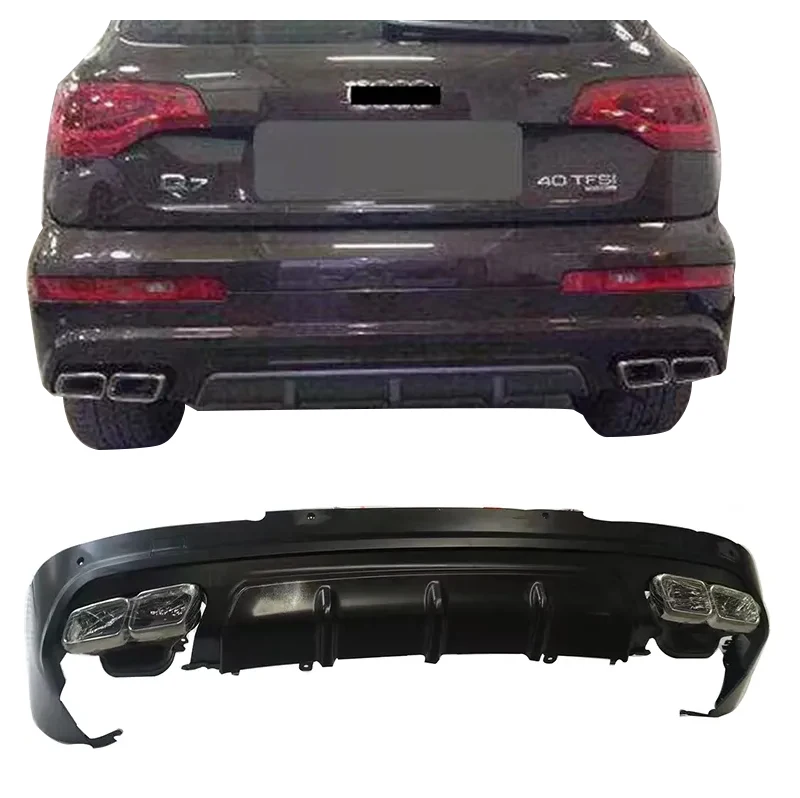 

Hot Sale Auto Parts Q7 Body Kit RSQ7 Rear Bumper Diffuser for Audis RSQ7 Rear Lip Tailpipe 2005-2015