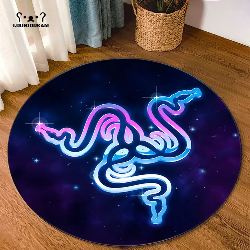 Razer Round Rugs Carpet Game Rome Gamer Gift Door Floor Mats Playroom Upholstery Living Room Bedroom Fashion Gaming Rug