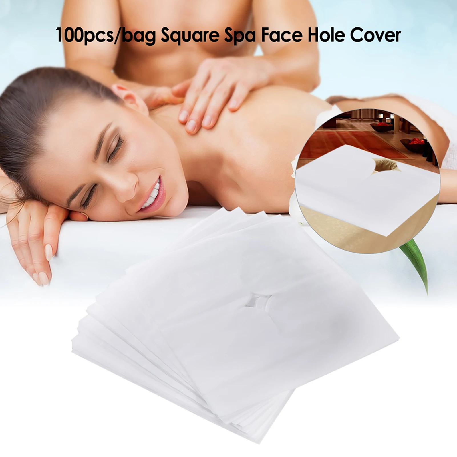 100Pcs/Bag Portable Square Spa Face Hole Cover Beauty Salon Disposable Towel Non-woven Fabric Massage Cover