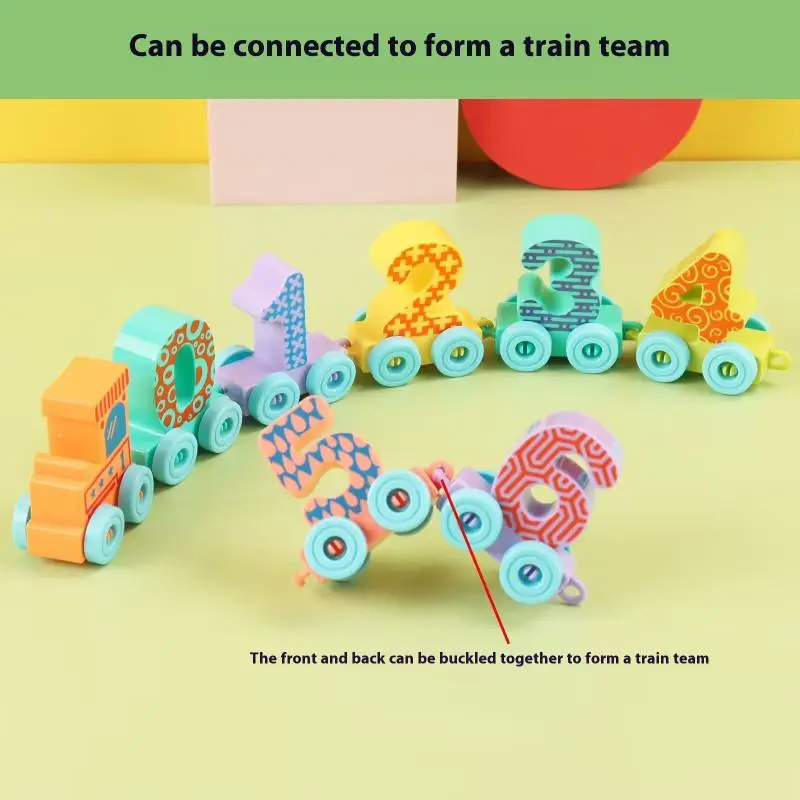 6/12PCS Montessori kinder Montage Pädagogisches Spielzeug Magnetische Digitale Zug Bunte Erkenntnis Kunststoff Spielzeug Lernen Auto