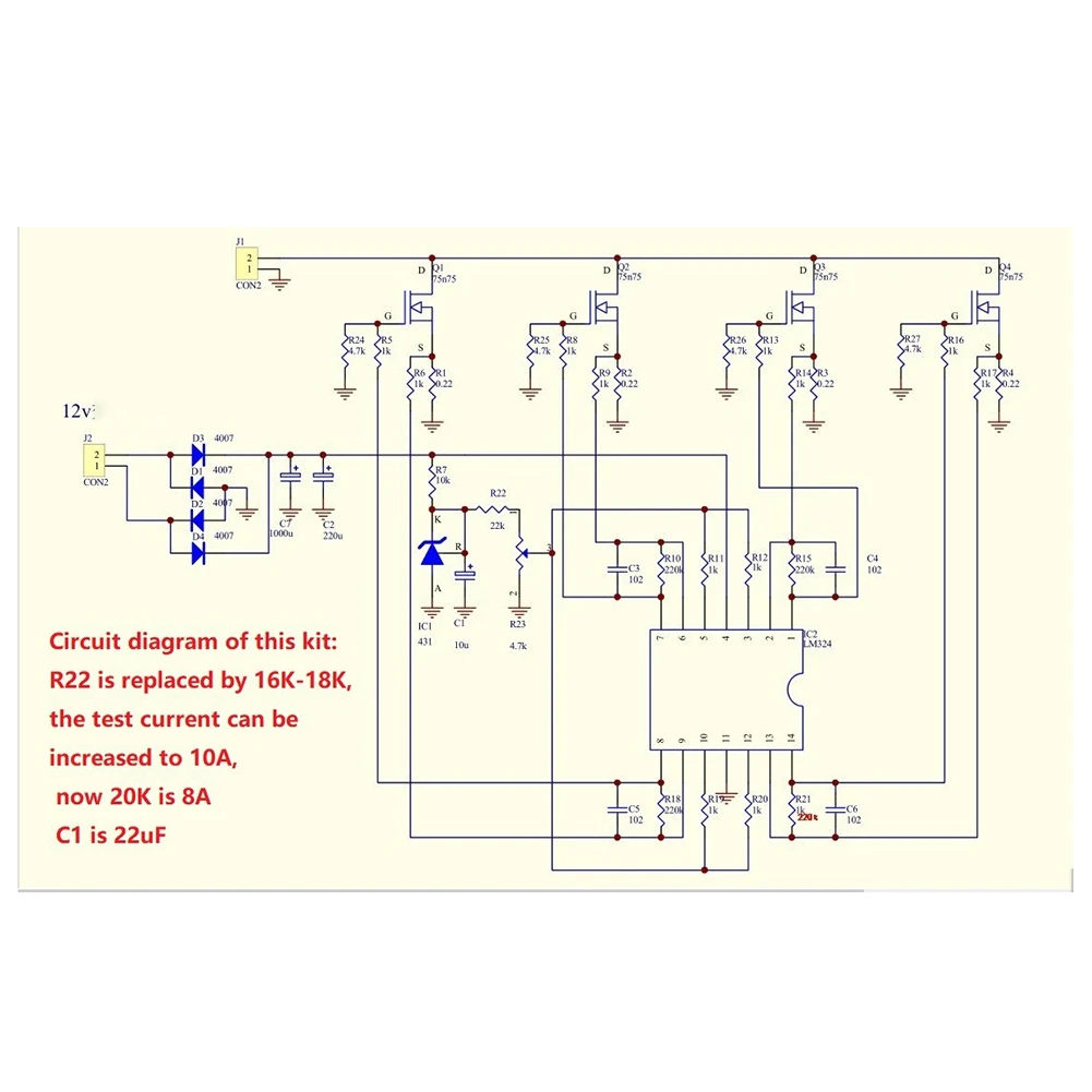 ABFKW DIY Kits 150W 10A Batteriekapazitätstester Einstellbarer Konstantstrom Elektronischer Lastentladungstest