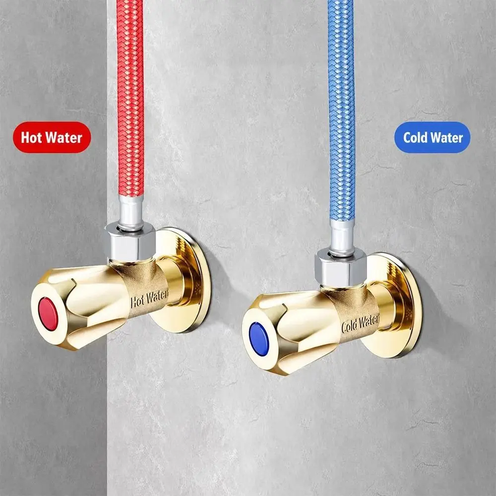 Brass Triangle Valve Color Coded Handle Quarter Turn Angle Valve 1/2
