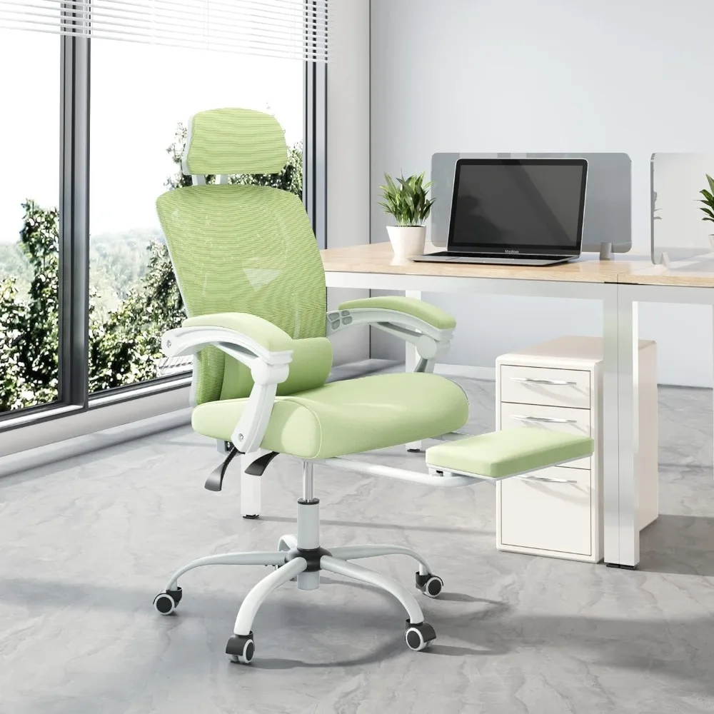 

Ergonomic Office Chair with Wheels,Computer Desk Seat with Adjustable Headrest Lumbar Support Soft Armrest,Footrest,Chair.