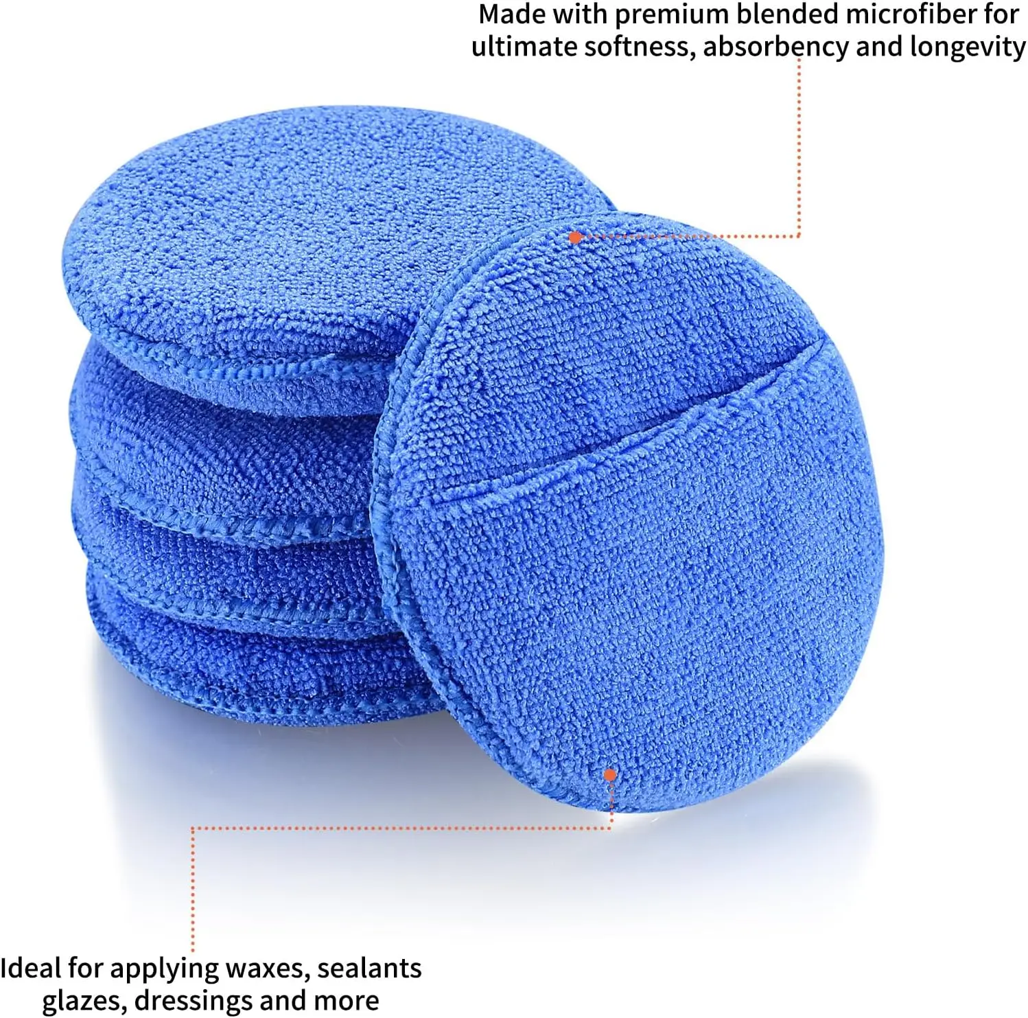 Car Detailing Applicator Pads Car Care Waxing Polish Sponges Soft Microfiber Round Pocket Foam Sponges Car Cleaning Tools