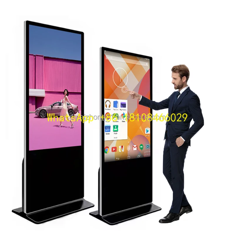 لمتاجر البيع بالتجزئة حامل ملصق 55 بوصة كشك الخدمة الذاتية التفاعلية أندرويد ويندوز فيديو لافتات رقمية مع الرسومات #1