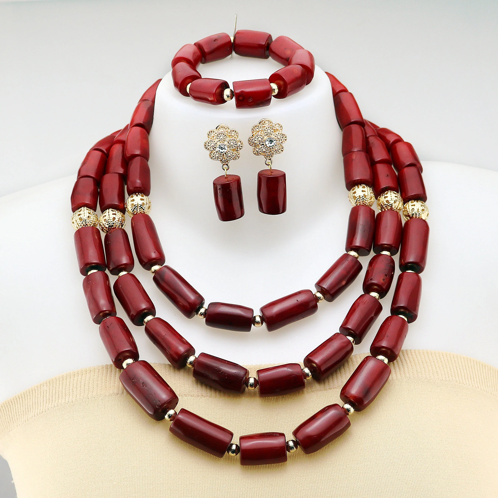 2024 New Coral Jewelry Set Latest Coral Jewelry Sets Luxury African Wedding Bridal Coral Beads Jewelry sets Nigerian Women