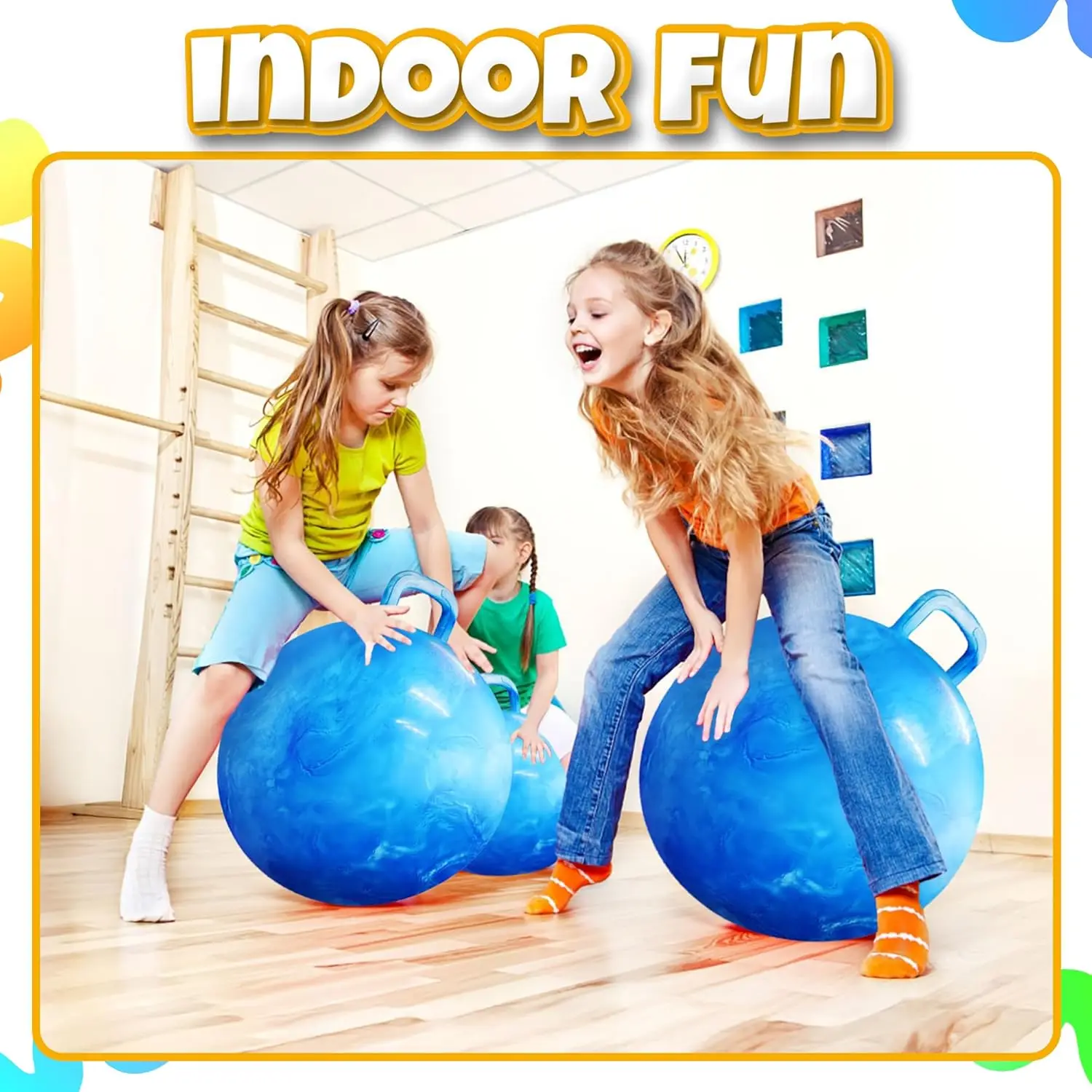 Balle rebondissante à trémie avec poignée, balle gonflable de 21 pouces, balles rebondissantes, jouets de saut, balle sautante pour garçons et filles