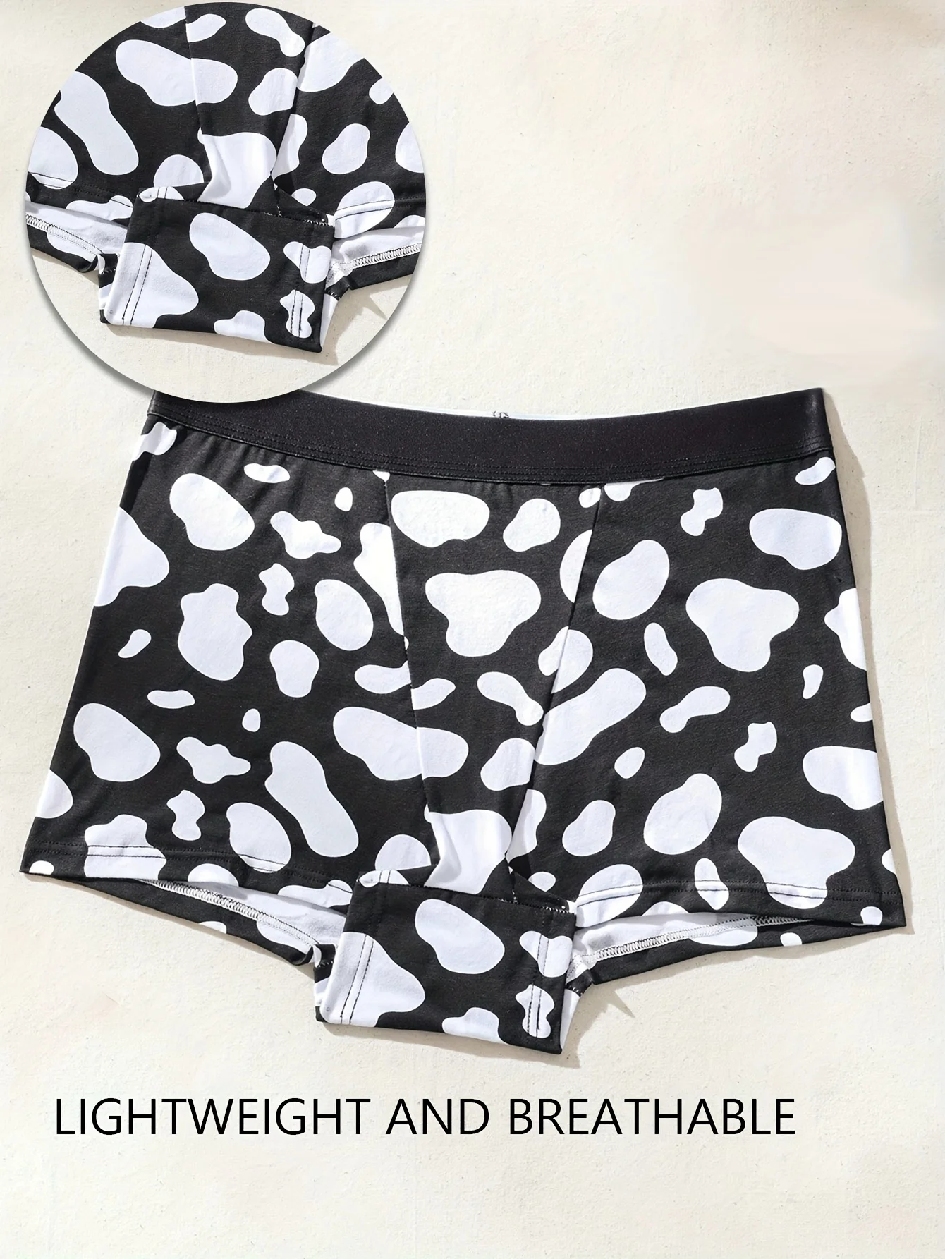 Cor aleatória: 3 listras de estampa de vaca, cintura ampliada, sem costura, respirável, cuecas, roupas íntimas femininas, estilo fino feminino esportivo