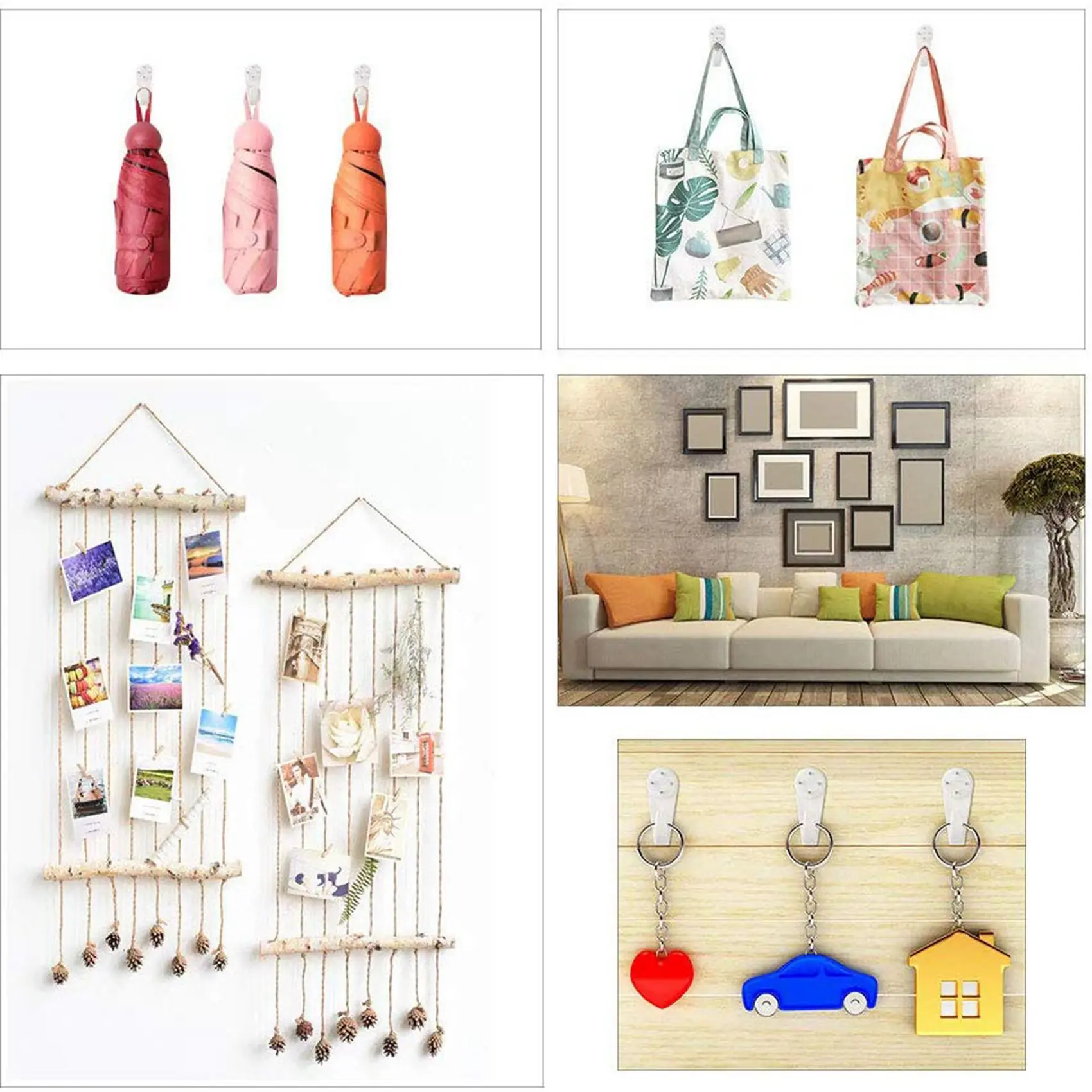ABWR-210 Pack Picture Hangers For Hard Wall Concrete Hanging Photo Frames Drywall Hook Art Painting Display Hangers Clock