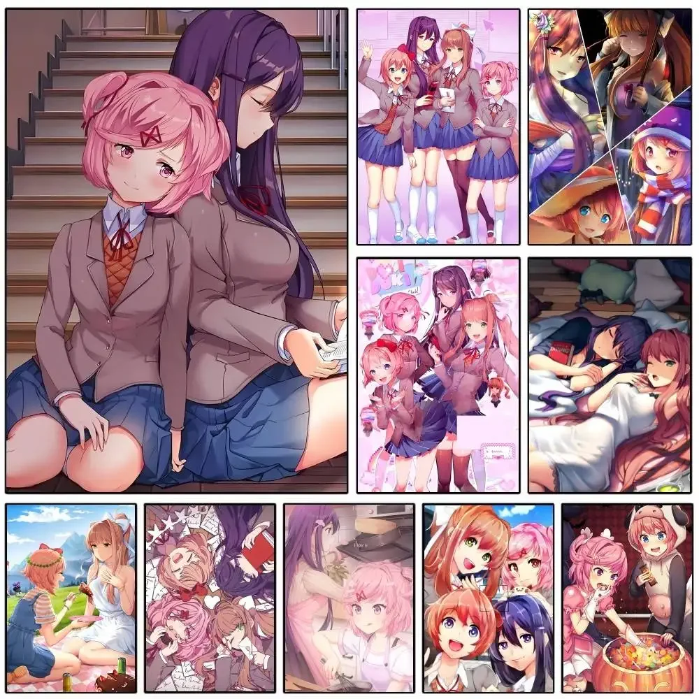 Anime Game Doki D-Doki L-Literatuare Posters HD Print Vintage Wall Art Decor for Home Study Room