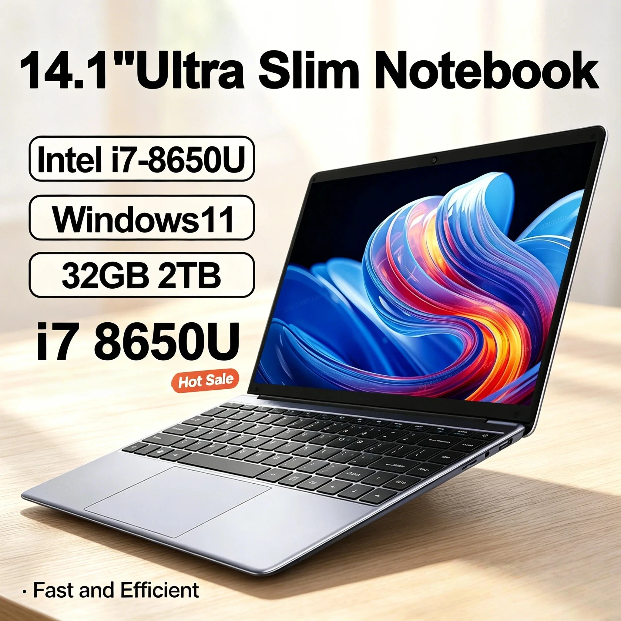

HOT Ultra Slim 14.1 Inch Laptop 32GB RAM 2TB SSD Windows 11 Intel Core i7 8650U Gaming Computer PC Gamer Office Notebook HD