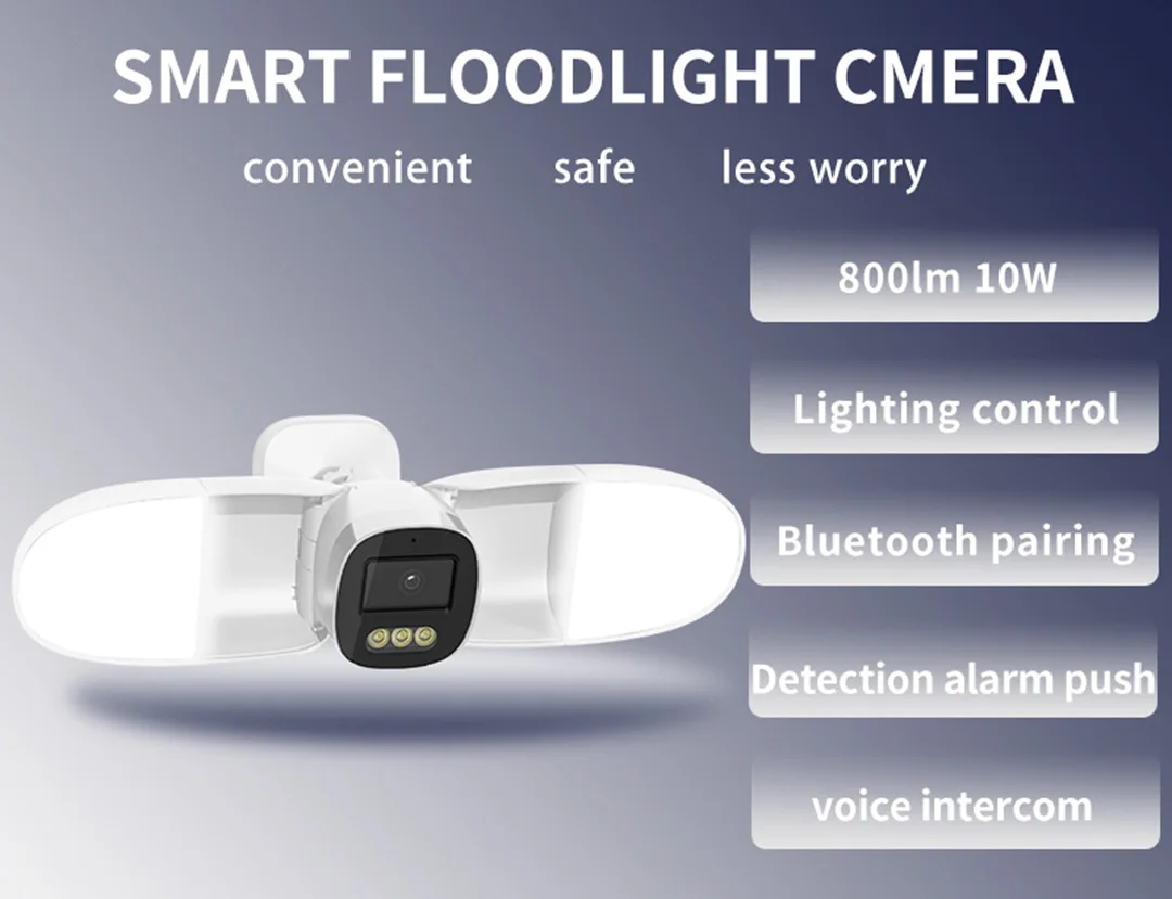 

4MP 1440P iCsee APP Bluetooth Floodlight Warehouse IP Camera Full Color AI Humanoid Detection Home Security CCTV Monitor