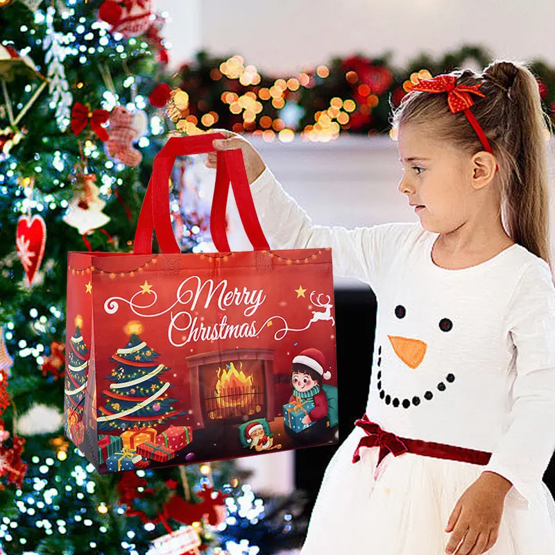 Weihnachts-Einkaufstasche mit Griffen, Weihnachtsmann, Schneemann, Süßigkeiten, Geschenkverpackung, Tasche, Frohe Weihnachten, Neujahr, Party, Dekoration, Noel-Einkaufstasche – Detail 13