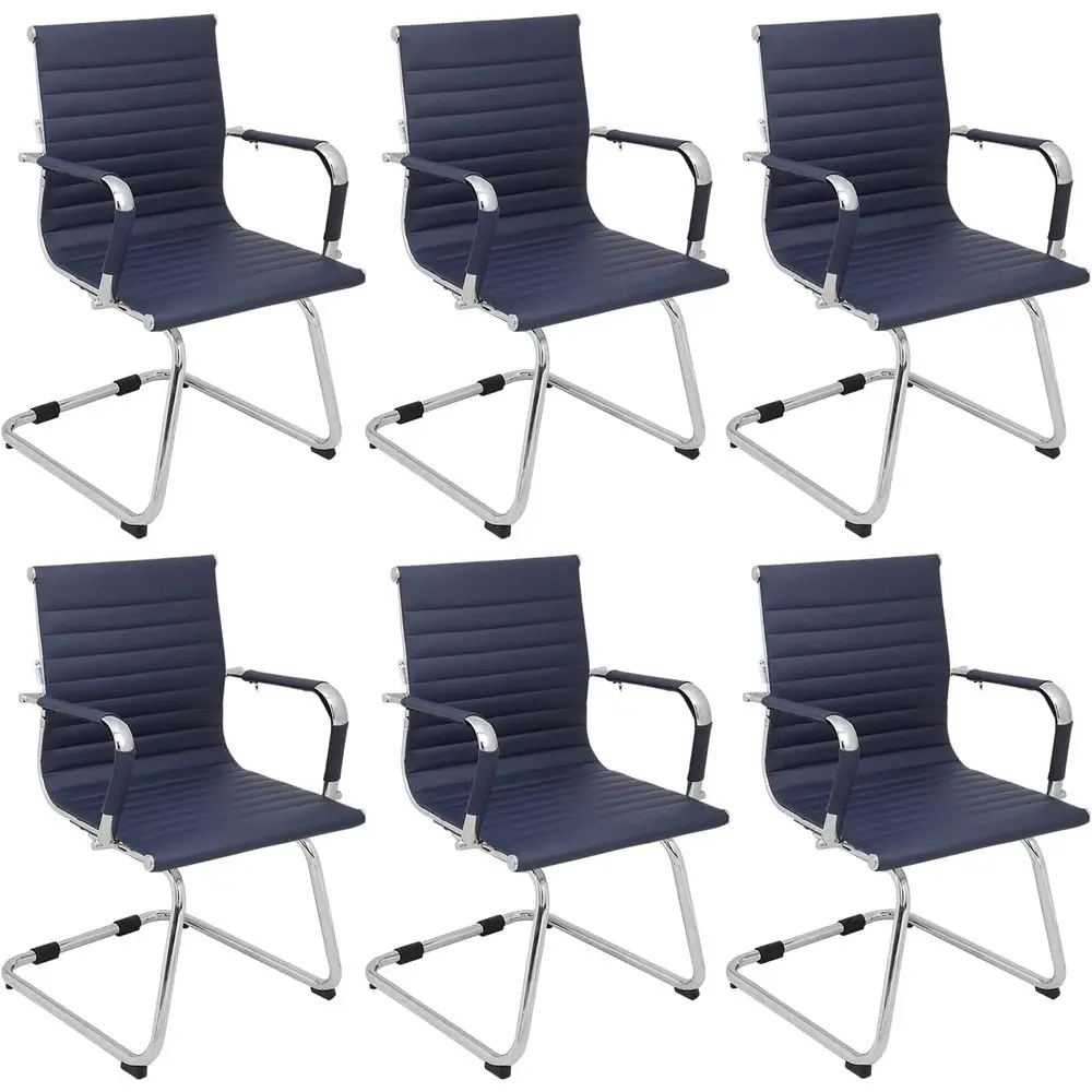 

Set of 6 Leather Office Chairs for Conference and Waiting Rooms without Wheels