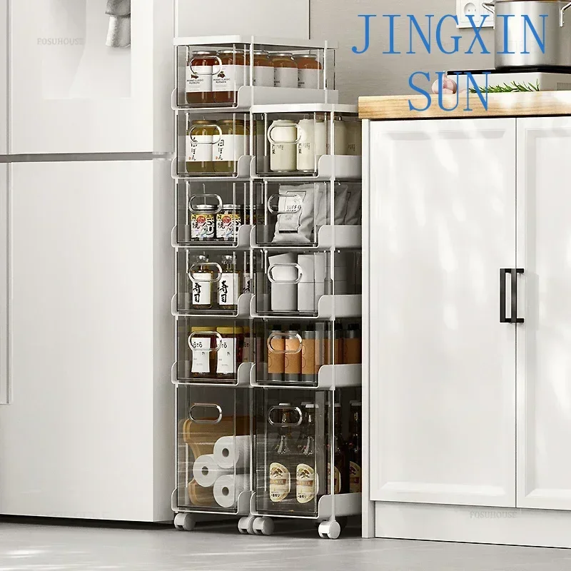 Japanese Design Cabinet for Kitchen Sandwich Storage Removable Bathroom Cabinet Creative Transparent Cabinets for Living Room L