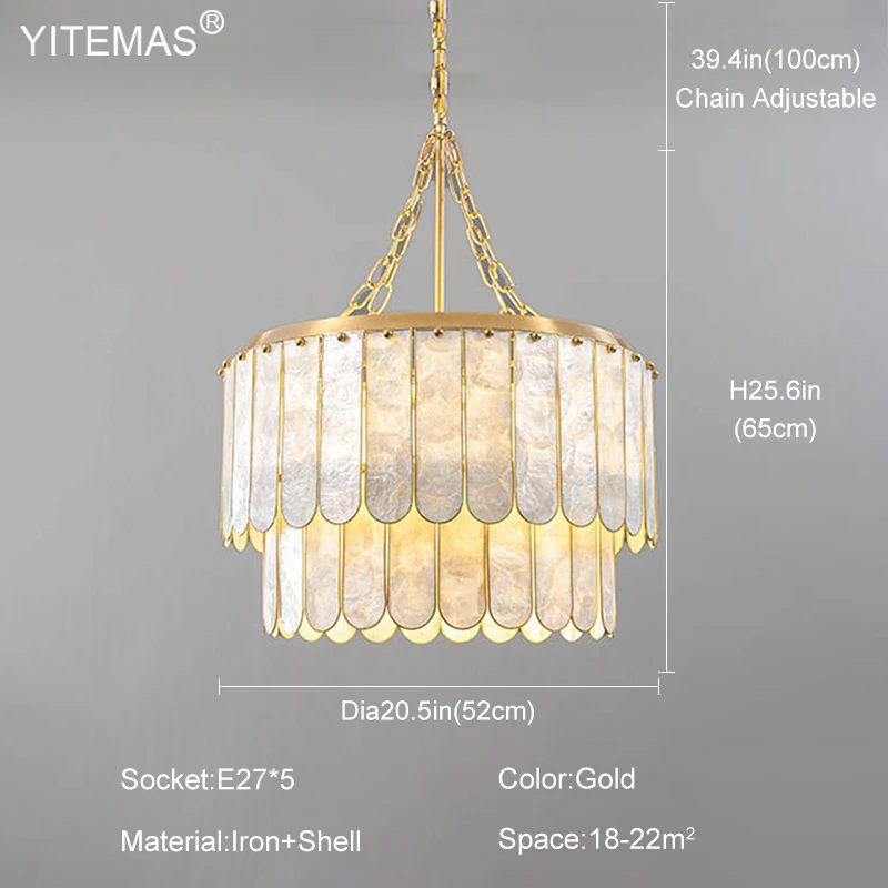 Imagem -06 - French Shell Chandelier com Gold Hanging Lighting Lustres para Sala de Estar Quarto e Cozinha Farmhouse Dining Room Lâmpadas